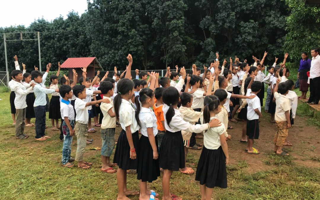 Socfin Cambodia’s employee met with the students to talk about safely ride